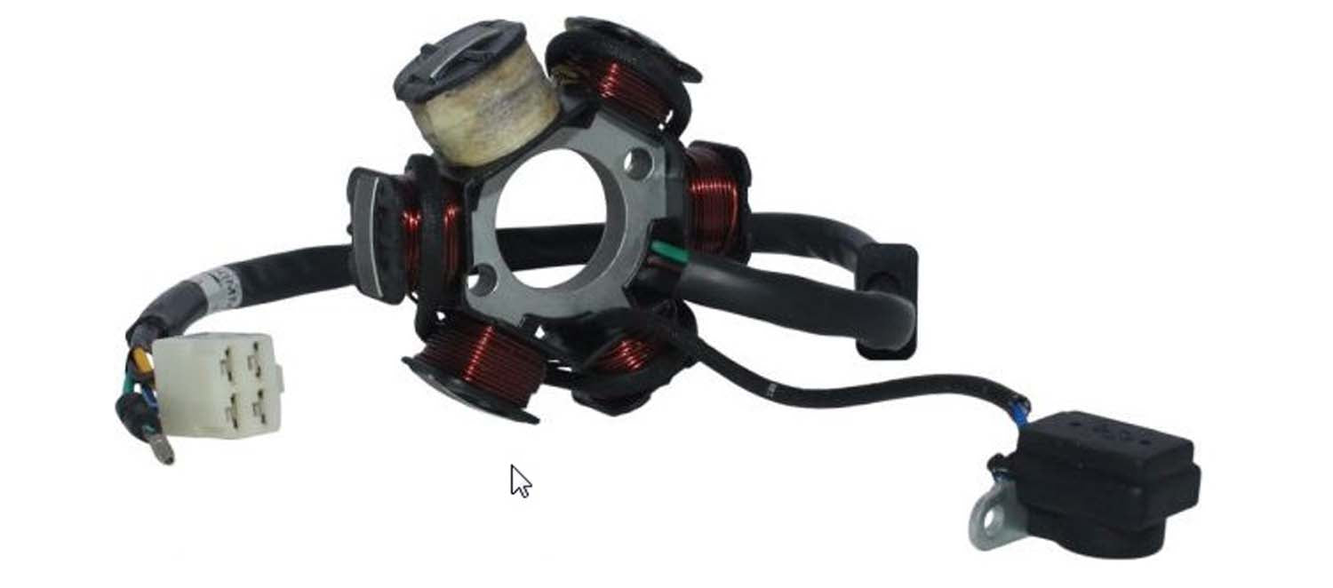 STATOR, 6-COIL (4+1 WIRE), 4-SLOT MALE CONNECTOR
