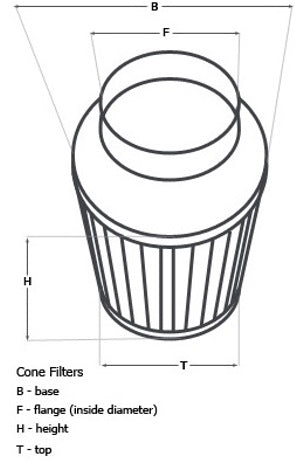 AIR FILTER, WIRE-MESH LONG (CONE 38mm)