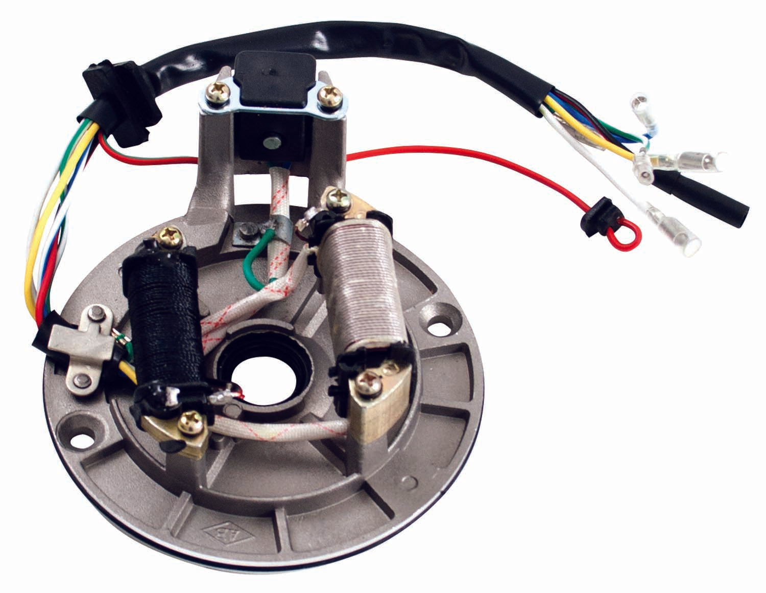 STATOR, 2-COIL WITH MOUNT PLATE (5+1 WIRE)