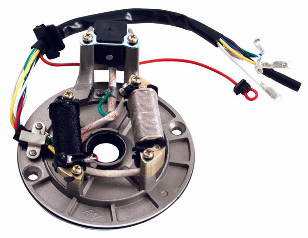 STATOR, 2-COIL WITH MOUNT PLATE (5+1 WIRE)