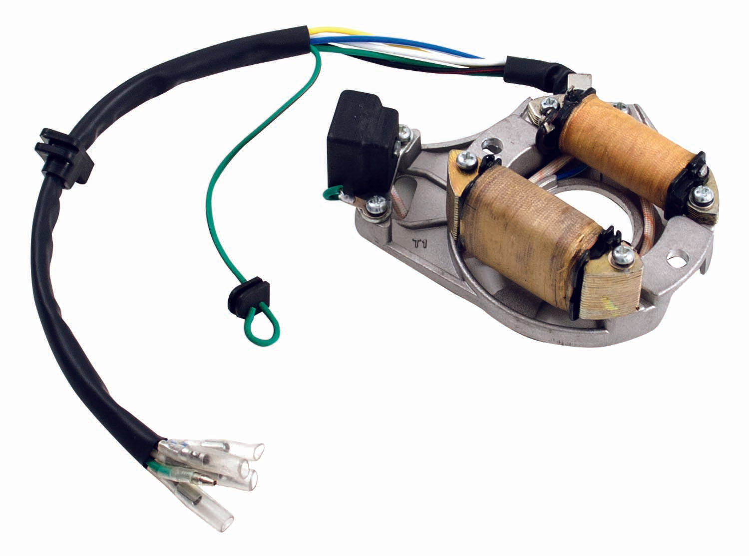 STATOR, 2-COIL WITH MOUNT PLATE (5+2 WIRE)