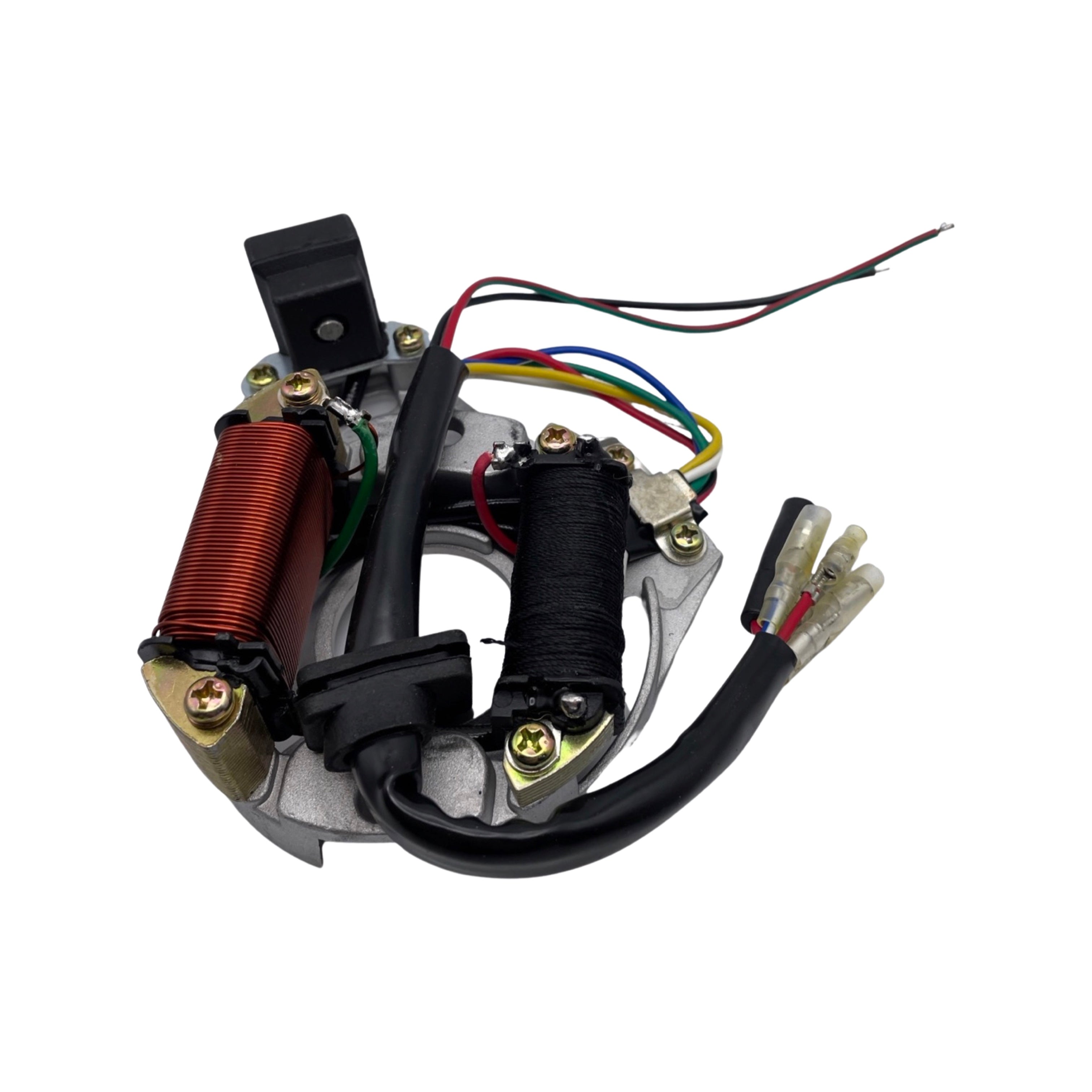 STATOR, 2-COIL WITH MOUNT PLATE (5+2 WIRE)