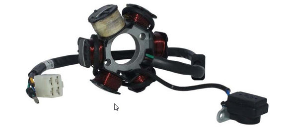STATOR, 6-COIL (4+1 WIRE), 4-SLOT MALE CONNECTOR